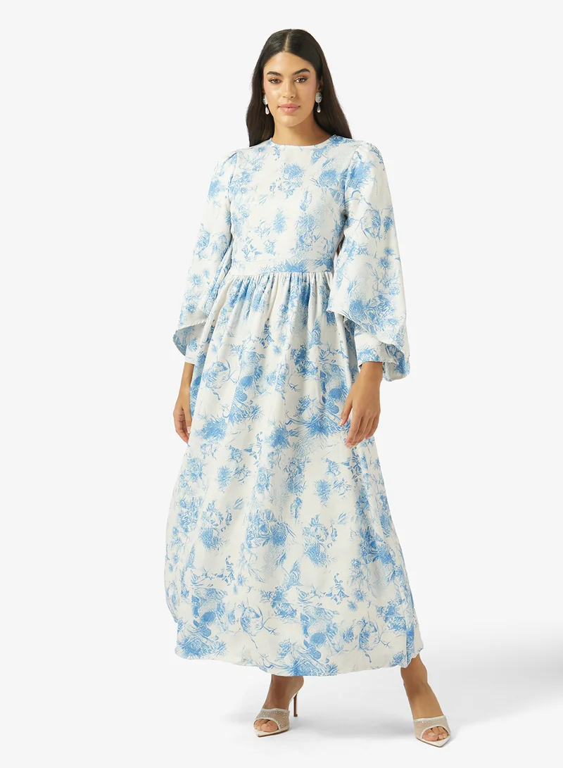 خزانة Printed Flared Sleeve Dress