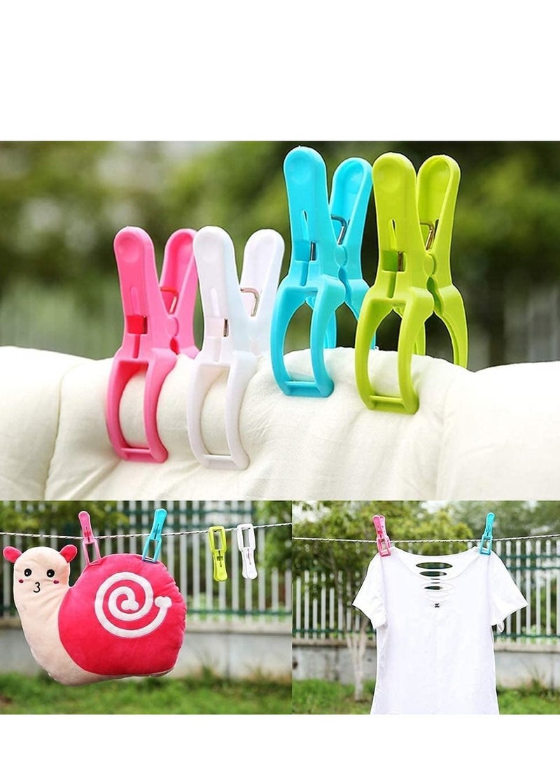 Y&D - Beach Towel Clips Super Jumbo Plastic Chair Clip Holder for Pool Lounger, Large Quilt Clothes Pegs Hanging Clamps to Stop Towels Blowing Away 5 Pack Random Color - Image 1