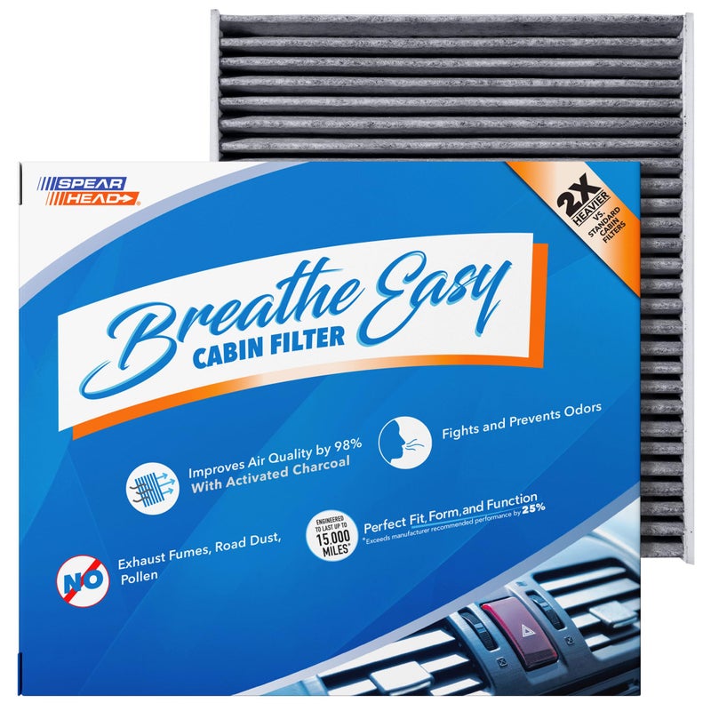 Spearhead Odor Defense Breathe Easy AC & Heater Cabin Filter | Fits Select 2016-2025 Toyota, Lexus, Subaru, 2016-2023 CX-9 Like OEM | Up to 25% Longer Lasting w/Activated Carbon (BE-157) - Image 1