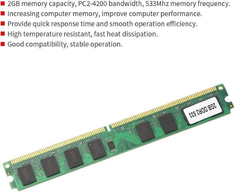 DDR2 2GB Desktop RAM Memory Module 240 Pin DIMM Fast Heat Dissipation Gaming - Image 4