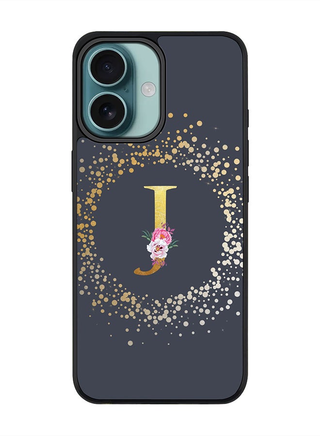 Stylizedd For iPhone 16 Case [Compatible with MagSafe] Slim Magnetic cover Phone Case iPhone 16 -Custom Monogram Floral - J (Grey ) - Image 1