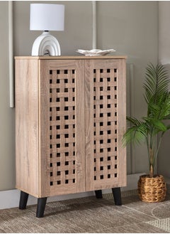 Home Box Belford 12-Pair Shoe Cabinet with 2 Doors , 3 shelves , Engineered Wood With Foil Veneer,Brown  - Image 1