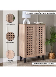 Home Box Belford 12-Pair Shoe Cabinet with 2 Doors , 3 shelves , Engineered Wood With Foil Veneer,Brown  - Image 4