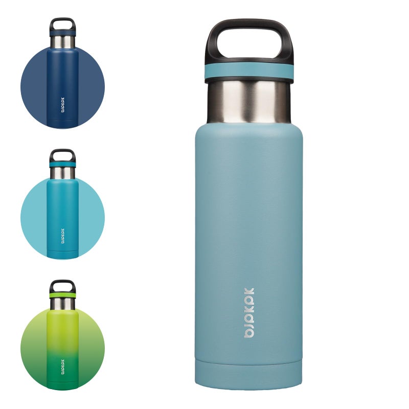 BJPKPK Insulated Water Bottle 18OZ Stainless Steel Water Bottle with Handle Double Walls Vacuum Insulated BPA Free Flask Light Blue - Image 2