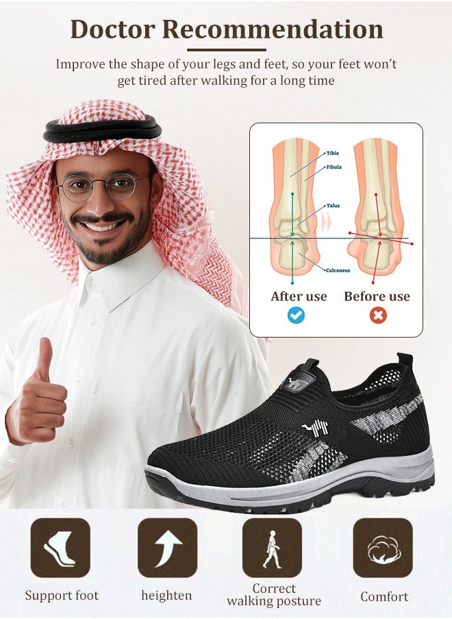 Lightweight and breathable slip-on: Large size men's anti-slip mesh walking shoes, perfect for casual strolls in the summer