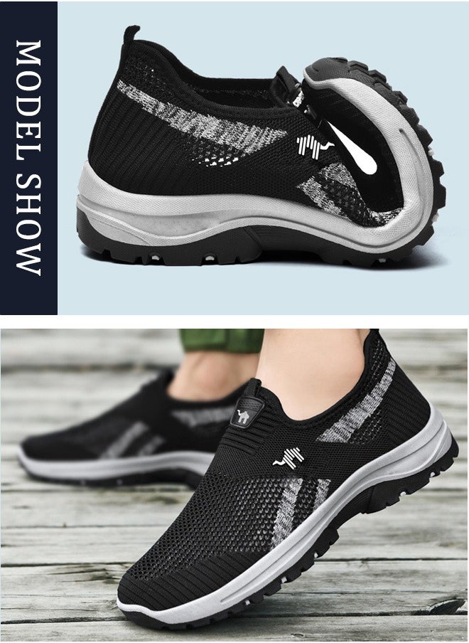 Lightweight and breathable slip-on: Large size men's anti-slip mesh walking shoes, perfect for casual strolls in the summer