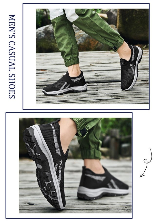 Lightweight and breathable slip-on: Large size men's anti-slip mesh walking shoes, perfect for casual strolls in the summer