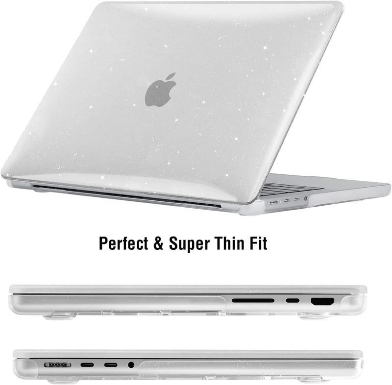 EooCoo Case Compatible with MacBook Pro 14 inch M5 2026-2021 M4 M3 M2 M1 Pro/Max Chip, Hard Shell Cases with Keyboard Cover, Screen Protector - Sparkly Clear - Image 5