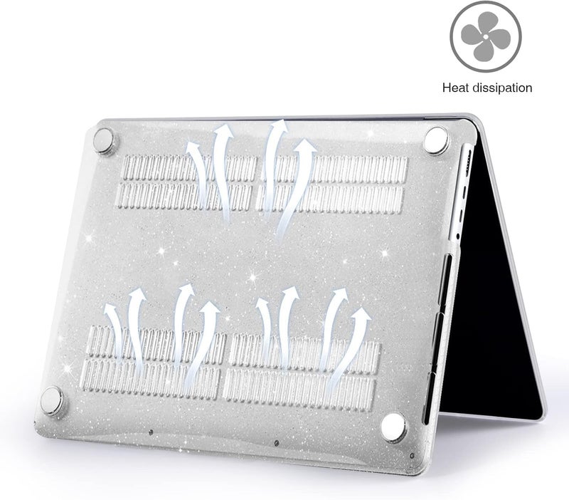 EooCoo Case Compatible with MacBook Pro 14 inch M5 2026-2021 M4 M3 M2 M1 Pro/Max Chip, Hard Shell Cases with Keyboard Cover, Screen Protector - Sparkly Clear - Image 3