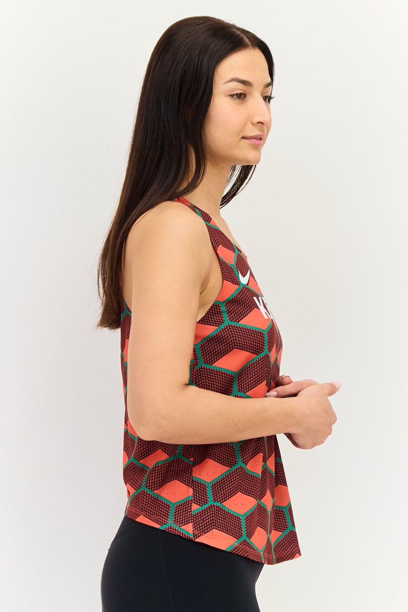 Nike Women Slim Fit Sleeveless Team Kenya Aero Swift Running Tank Top, Multicolor - Image 3