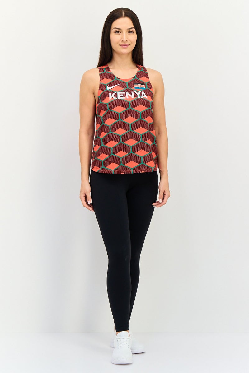 Nike Women Slim Fit Sleeveless Team Kenya Aero Swift Running Tank Top, Multicolor - Image 2