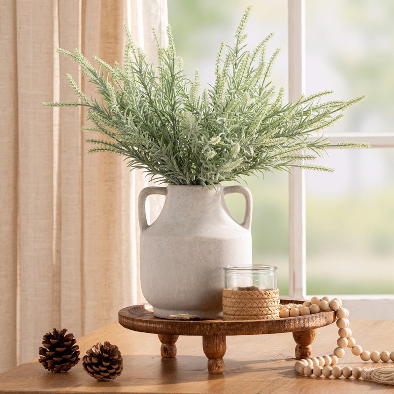 Mitt&Ditt Ceramic Flower Vase with Handles, 8 inch Tall Off-White Vase, Decorative Terracotta Vases, Farmhouse Rustic Pottery Vases for Home Decor, Living Room, Table - Image 3