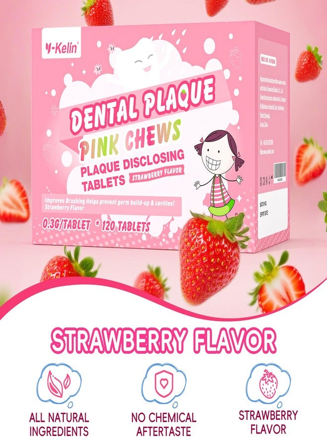 Y-Kelin Dental Plaque Disclosing Tablets for Kids & Adults - Showing Plaque by Changing Color - Helps Teach Brushing Habits for Clean Teeth - Strawberry Flavor - 120 Count - Image 4