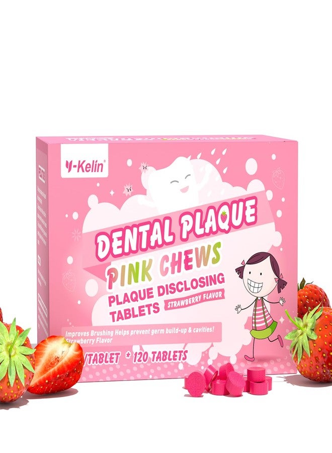 Y-Kelin Dental Plaque Disclosing Tablets for Kids & Adults - Showing Plaque by Changing Color - Helps Teach Brushing Habits for Clean Teeth - Strawberry Flavor - 120 Count - Image 1