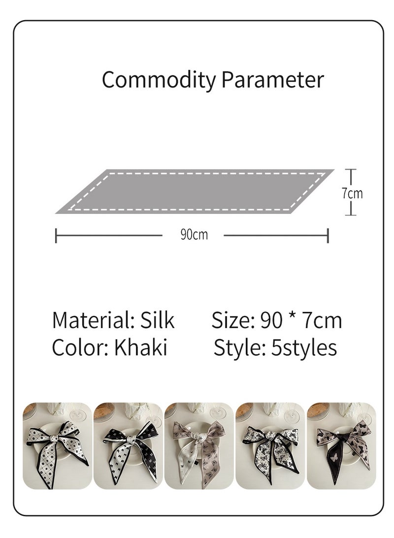 بيروي 5 قطع وشاح حريري متعدد الوظائف من الحرير، حقيبة أزياء حقيبة تحمل شريطًا بمقبض شريط، وشاح شعر نسائي، وشاح حقيبة يد، وشاح محفظة يد، حزام زينة صندوق هدايا، مناسب لعصابات الرأس، عصابات العنق عصابات الشعر عصابات الشعر عصابات الشعر مقابض شرائط الأوشحة الحريرية حقائب هدايا الموضة - Image 3