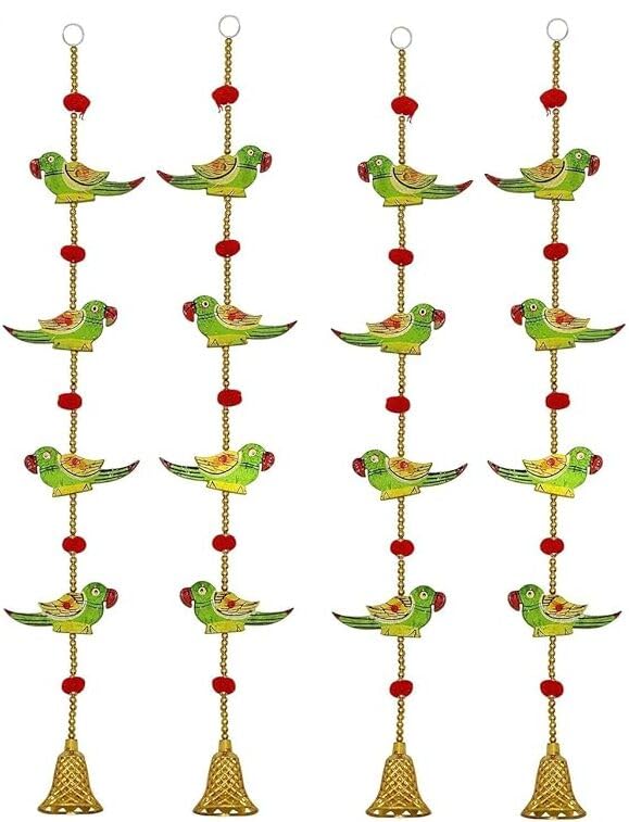 Sellplus Handmade Parrot with Beads Bell Hanging for Home Decoration Items and All Festival Decoration