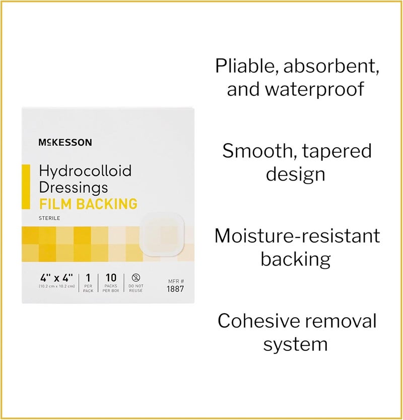 McKesson Hydrocolloid Dressing Sterile Film Backing 4 in x 4 in 10 Count 1 Pack - Image 3