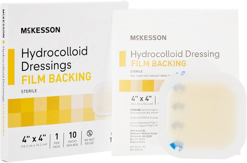 McKesson Hydrocolloid Dressing Sterile Film Backing 4 in x 4 in 10 Count 1 Pack - Image 1