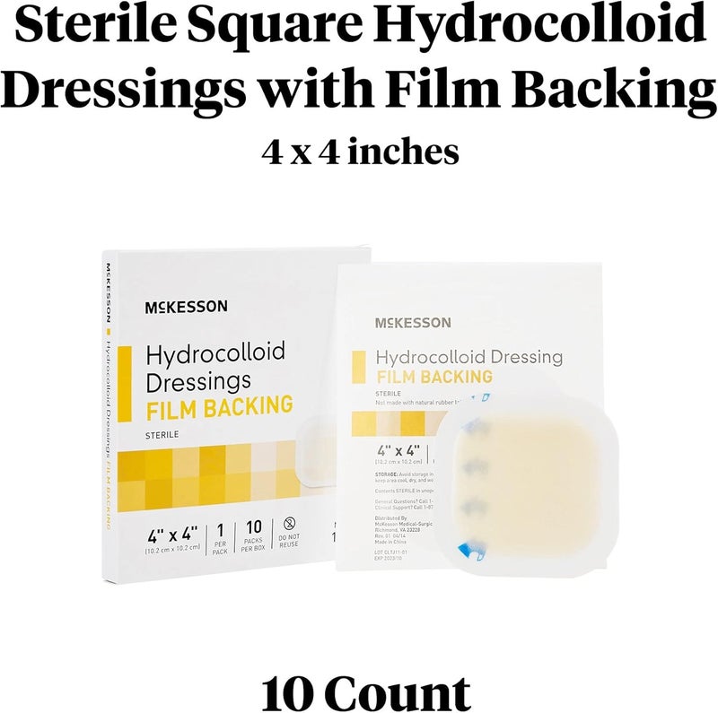 McKesson Hydrocolloid Dressing Sterile Film Backing 4 in x 4 in 10 Count 1 Pack - Image 2