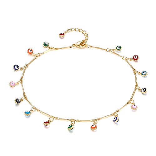 LOYATA Gold Anklet & Bracelet For Women - Evil Eye Design, 14k Gold Plated - Image 1