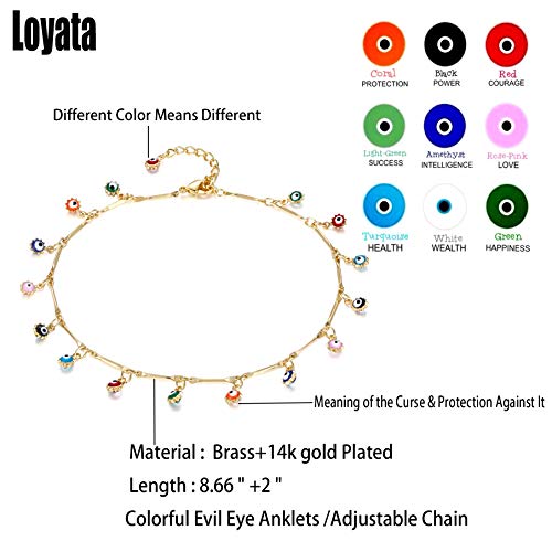 LOYATA Gold Anklet & Bracelet For Women - Evil Eye Design, 14k Gold Plated - Image 5