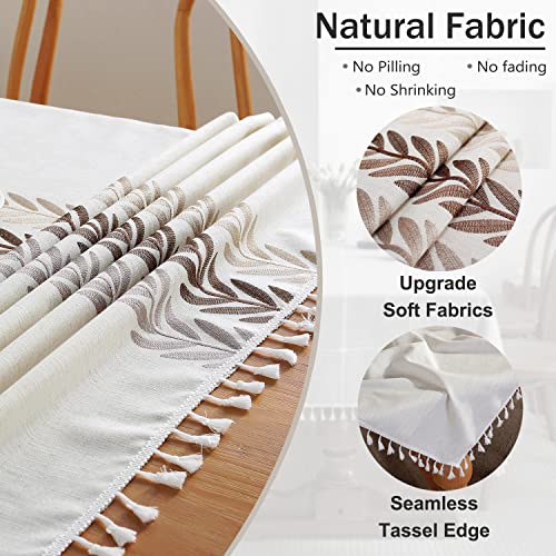Jia le JIALE Rectangle Table Cloth, Heavy Duty Cotton Linen Waterproof Tablecloths Farmhouse Tablecloth, Soft and Wrinkle Free Table Cover with Tassels, 55''x70'', 4-6 Seats - Image 3