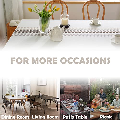 Jia le JIALE Rectangle Table Cloth, Heavy Duty Cotton Linen Waterproof Tablecloths Farmhouse Tablecloth, Soft and Wrinkle Free Table Cover with Tassels, 55''x70'', 4-6 Seats - Image 5