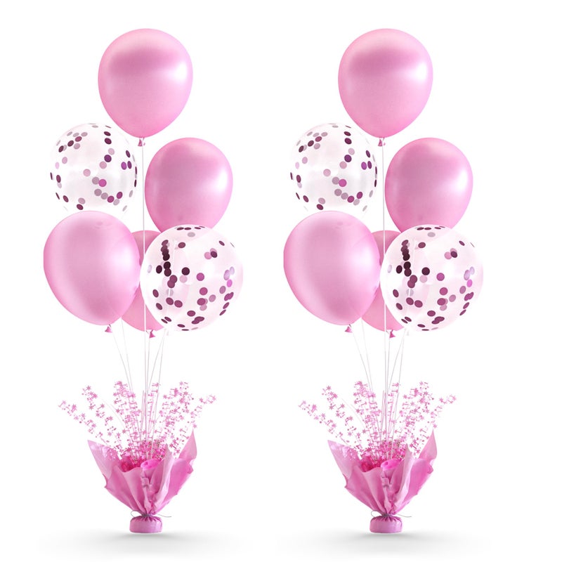 Suppromo 2 Set Pink Table Balloons Foil Spray Centerpiece with Pink and Confetti Balloons Stand Kit for Birthday Party Girls Princess Baby Shower Wedding Bridal Shower Prom Graduation Table Decorations - Image 2