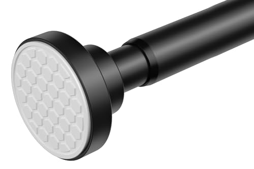 AIZESI Shower Rod Adjustable 4274 Inch Black Shower Curtain Rod 1 Diameter Tension Rod No Drilling AntiSlip Premium Stainless Steel AntiRust Shower Rods for Bathroom - Image 1