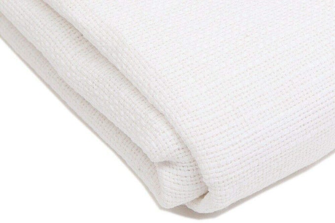 WHITE 100 COTTON SINGLE HEAVY DUTY CELLULAR BLANKET 180 X 230 CM