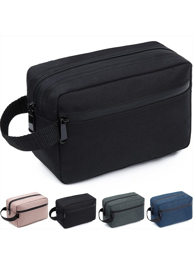 FUNSEED Travel Toiletry Bag for Women and Men, Water-resistant Shaving Bag for Toiletries Accessories, Foldable Storage Bags with Divider and Handle for Cosmetics Toiletries Brushes Tools (Black) - Image 1