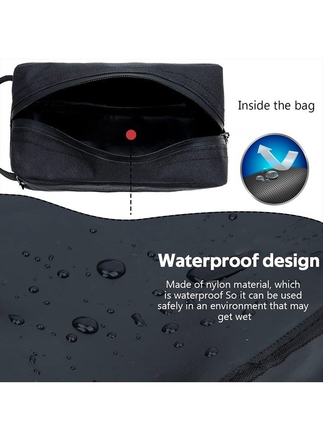 FUNSEED Travel Toiletry Bag for Women and Men, Water-resistant Shaving Bag for Toiletries Accessories, Foldable Storage Bags with Divider and Handle for Cosmetics Toiletries Brushes Tools (Black) - Image 2