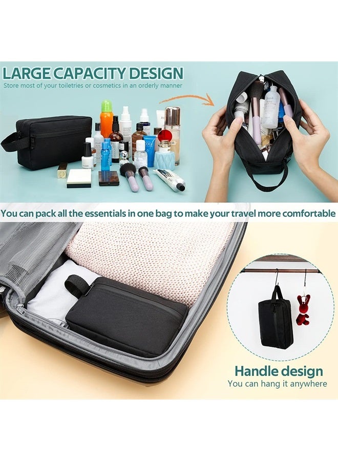 FUNSEED Travel Toiletry Bag for Women and Men, Water-resistant Shaving Bag for Toiletries Accessories, Foldable Storage Bags with Divider and Handle for Cosmetics Toiletries Brushes Tools (Black) - Image 3