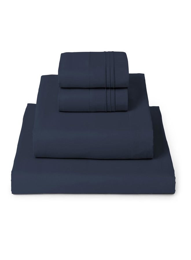 mellanni King Sheets Set - 4 PC Iconic Collection Bedding - Hotel Luxury, Extra Soft, Cooling Bed Sheets - Wrinkle, Fade, Stain Resistant (King, Navy Blue) - Image 1