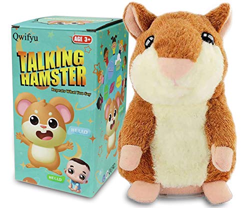 Qwifyu Talking Hamster Interactive Stuffed Plush Animal Talking Toy Cute Sound Effects with Repeats Your Said Voice Best Buddy for Kids Gift Age 3 Brown - Image 1