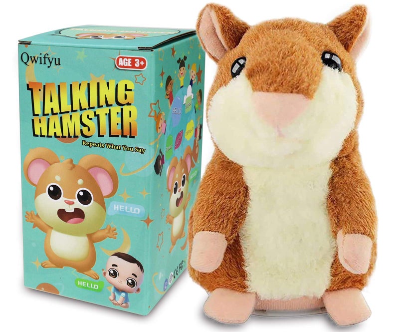 Qwifyu Talking Hamster Interactive Stuffed Plush Animal Talking Toy Cute Sound Effects with Repeats Your Said Voice Best Buddy for Kids Gift Age 3 Brown - Image 3
