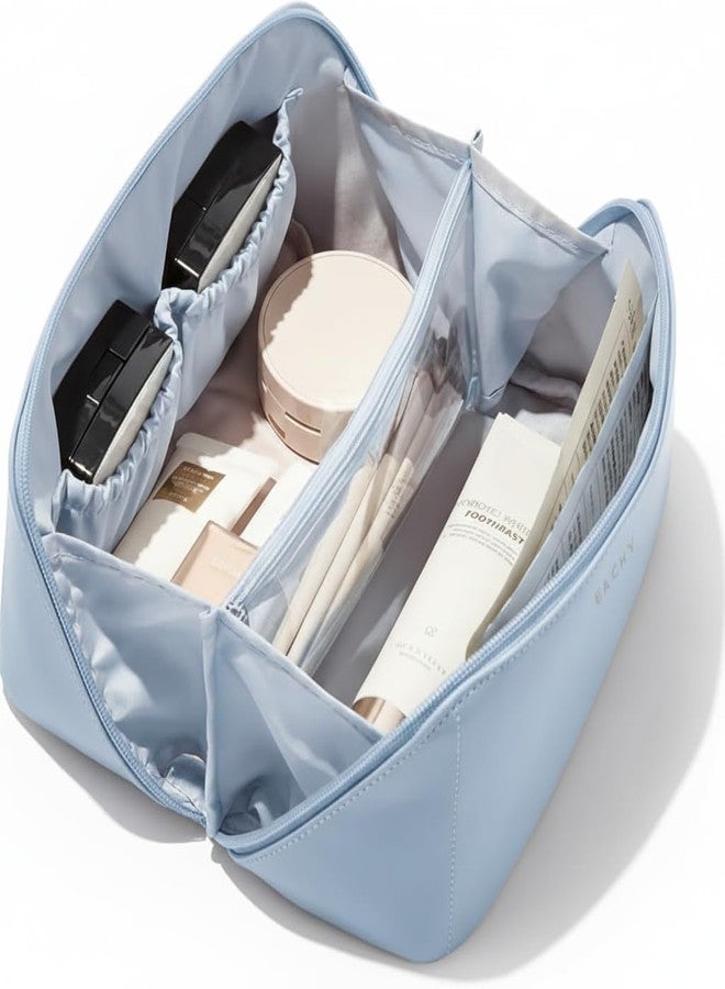 هيدا حقيبة تنظيم مكياج هيدا الفاخرة المصنوعة من جلد البولي يوريثان للنساء | حقيبة مستحضرات تجميل للسفر مزودة بأقسام متعددة وسحاب | تخزين أدوات العناية بالبشرة والجمال والأساسيات (أخضر) - Image 2