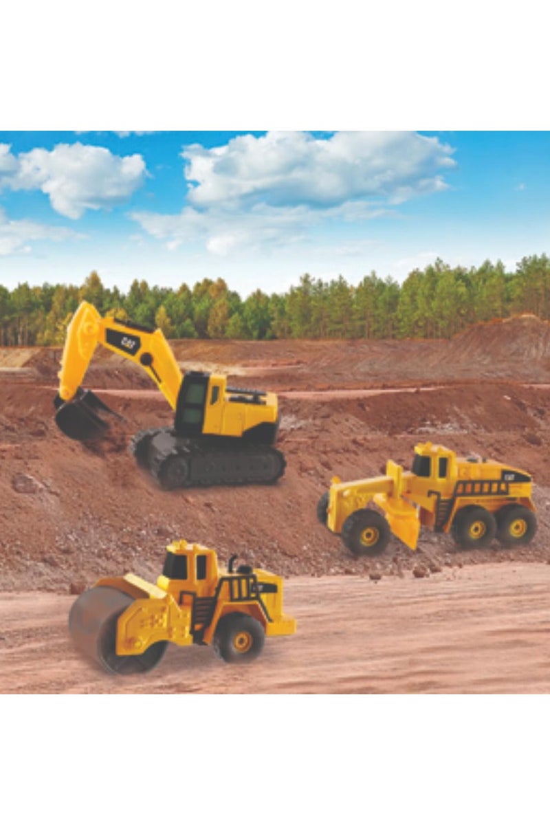 CATERPILLAR CAT Machines Mini Diecast Metal 4-Inches 3-in-1 Pack, Assorted 1 Piece (Style May Vary) | Concrete Mixer, Grader, Steam Roller, Dump Truck, Wheel Loader & Excavator | Push-Powered Vehicle | Construction Vehicle | Collectible Play Vehicle for Kids - Image 5