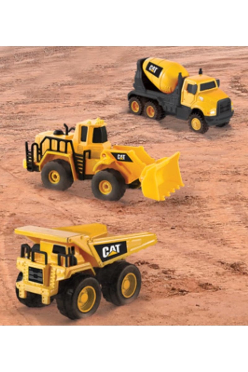 CATERPILLAR CAT Machines Mini Diecast Metal 4-Inches 3-in-1 Pack, Assorted 1 Piece (Style May Vary) | Concrete Mixer, Grader, Steam Roller, Dump Truck, Wheel Loader & Excavator | Push-Powered Vehicle | Construction Vehicle | Collectible Play Vehicle for Kids - Image 3