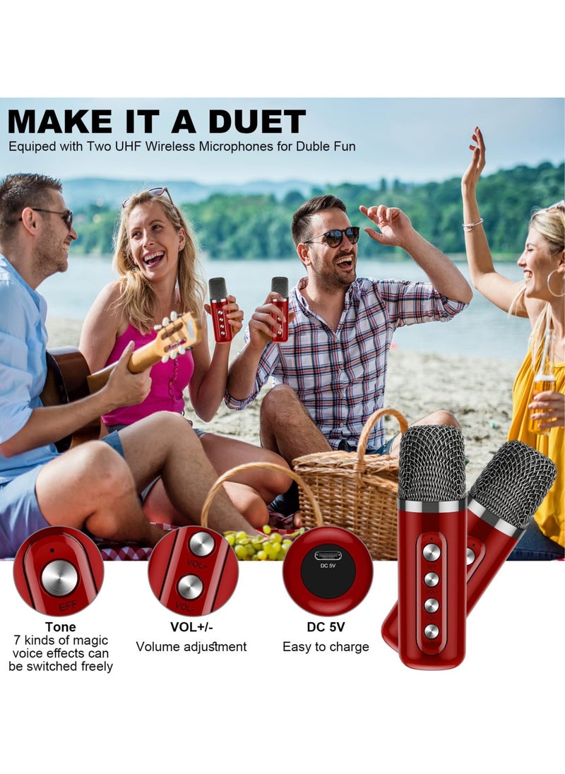 Generic - Portable Karaoke Machine Bluetooth Pa Speaker System With 2 Uhf Wireless Microphones, Supports Tf/Usb, Aux Input - Image 1
