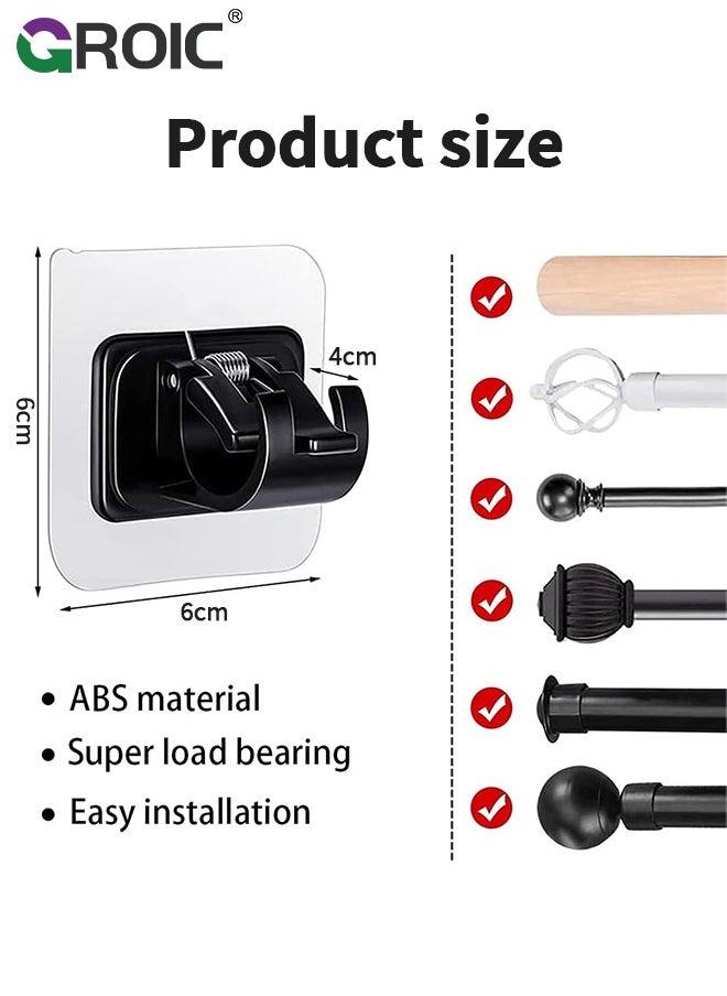 GROIC 2PCS Self Adhesive Curtain Rod Holder,Adjustable Rod Bracket,Self Adhesive Curtain Hook,No Drill and Nail Free Rods Hanger Wall Mount Hooks,Hangers for Curtain  - Image 2