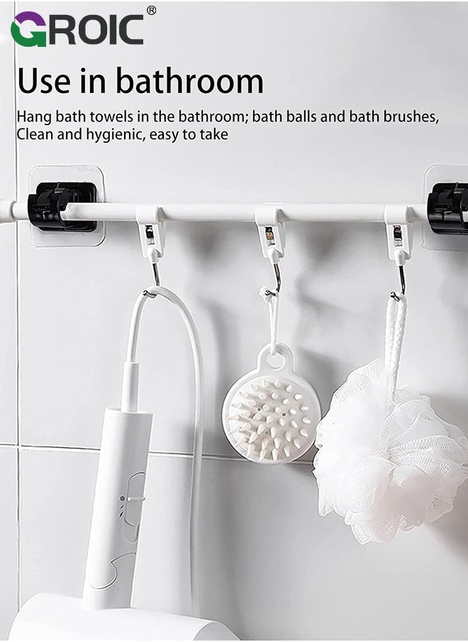 GROIC 2PCS Self Adhesive Curtain Rod Holder,Adjustable Rod Bracket,Self Adhesive Curtain Hook,No Drill and Nail Free Rods Hanger Wall Mount Hooks,Hangers for Curtain  - Image 3
