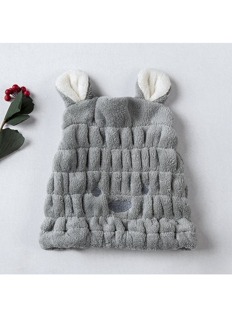 Generic Factory direct supply coral fleece cartoon shower cap wholesale soft absorbent dry hair cap childrens dry hair cap wholesale Light gray 