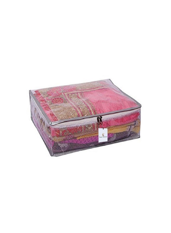 Kuber Industries Kuber Industries Transparent Net Saree Covers With Zip|PVC Wardrobe Organizer For Clothes|Idol For Dresses, Suits, Baby Clothes|Pack of 4 (Grey)  - Image 4