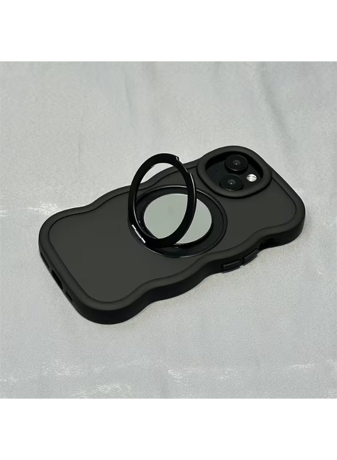 Temu New phone case with rotating makeup mirror for iPhone 14 Plus. Soft, full-body protective case with shockproof design and wavy sides for drop and impact protection. - Image 2