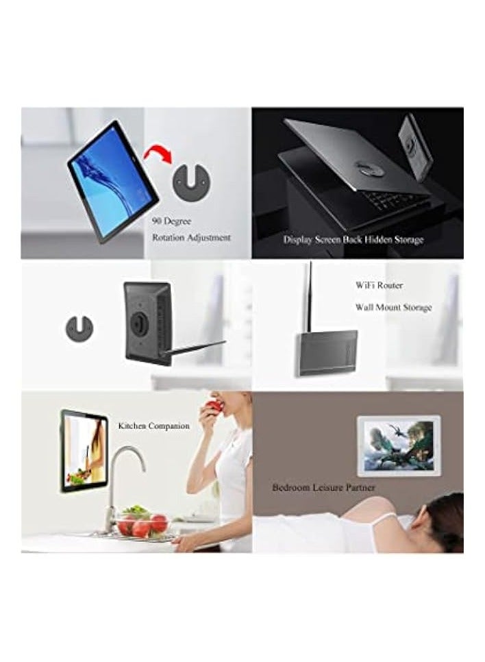 erorex Universal Tablet Wall Mount Base, Adjustable 90 Degree Swivel Tablet Stand for iPad/Kindle/Apple TV Box/E-reader/Router Universal Electronic Device Wall Mount Storage (Black) - Image 4