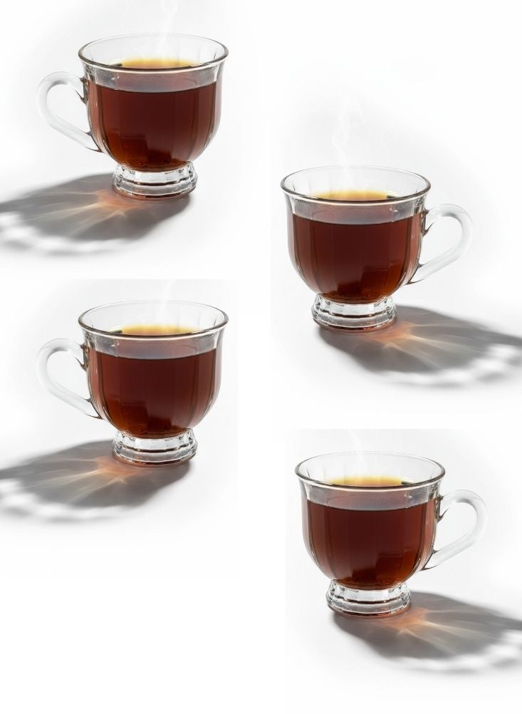 بريميم مجموعة مكونة من أربع أكواب شاي بقاعدة شفافة مستوحاة من الطراز العثماني – عرض أنيق للبخار - Image 1
