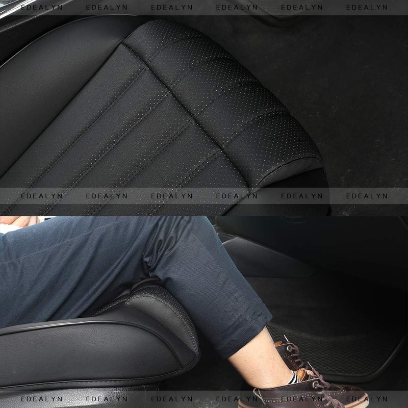 EDEALYN 1 PCS Car Seat Cover PU Leather Auto Bottom Seat Protector Cover with Comfort Leg Support Pillow Fit Most Front Driver Seat Width20.86 by deep 20.86 inches (Taupe with Leg Rest) - Image 4