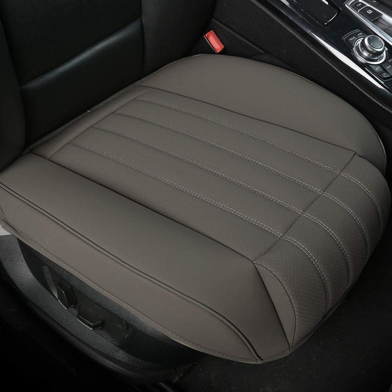 EDEALYN 1 PCS Car Seat Cover PU Leather Auto Bottom Seat Protector Cover with Comfort Leg Support Pillow Fit Most Front Driver Seat Width20.86 by deep 20.86 inches (Taupe with Leg Rest) - Image 1