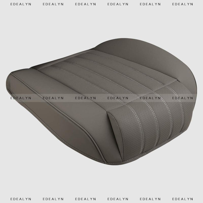 EDEALYN 1 PCS Car Seat Cover PU Leather Auto Bottom Seat Protector Cover with Comfort Leg Support Pillow Fit Most Front Driver Seat Width20.86 by deep 20.86 inches (Taupe with Leg Rest) - Image 2